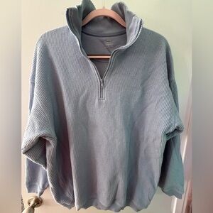 Aerie Ribbed Oversized Half Zip Sweatshirt